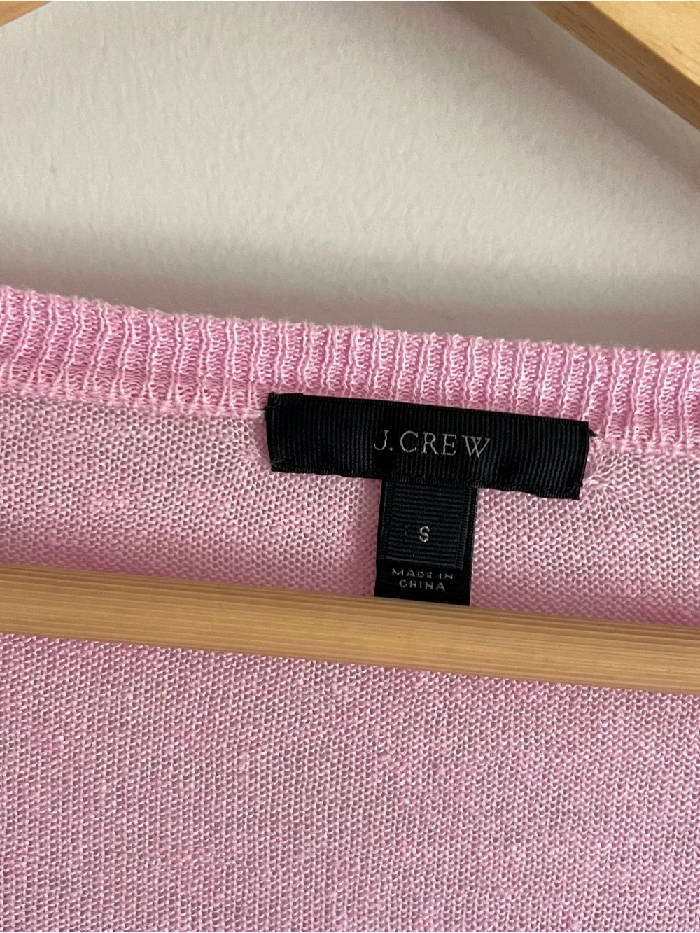 J.CREW Sweater Top 100% Linen Womens Small Pink detail Trim 3/4 Sleeves